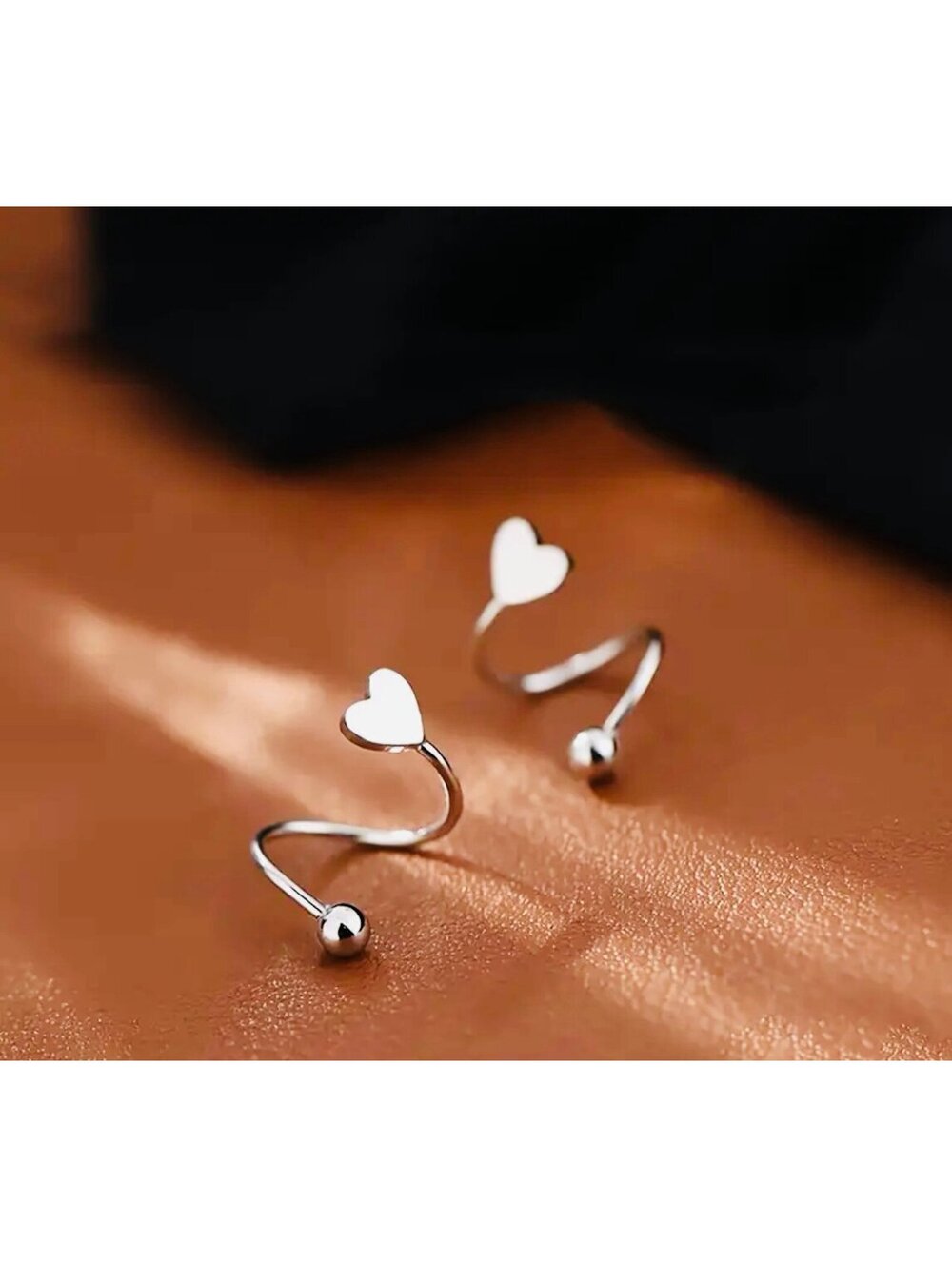 New - Elegant And Durable Stainless Steel - Heart Crawler Stud Earrings